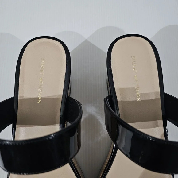NEW Stuart Weitzman Boardwalk 65 Sandal Size 8.5 Black Patent Platform Wedge - Picture 7 of 13